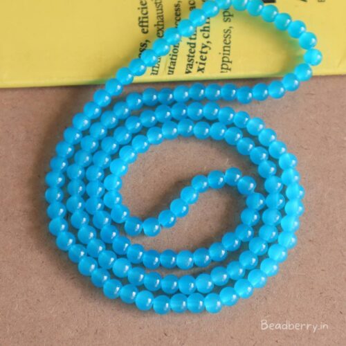 Blue Glass Beads | 1 String | Size: 6mm