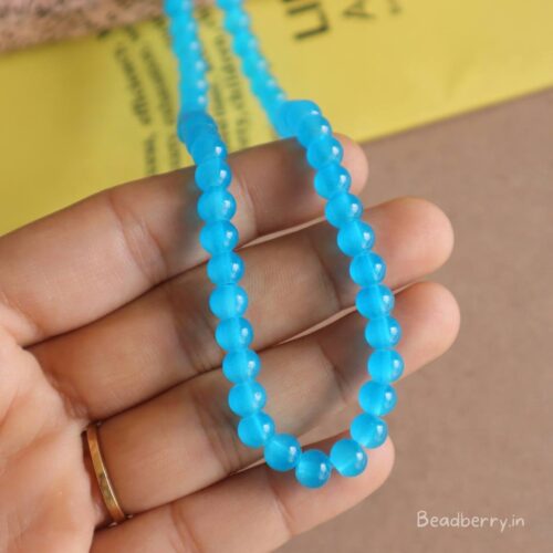 Blue Glass Beads | 1 String | Size: 6mm