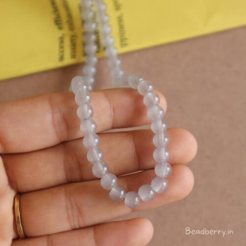 Grey Glass Beads | 1 String | Size: 6mm
