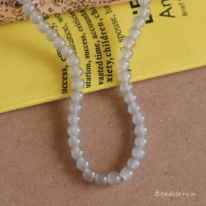 Grey Glass Beads | 1 String | Size: 6mm