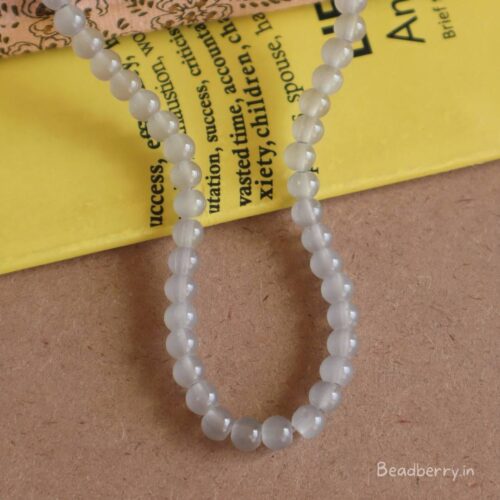 Grey Glass Beads | 1 String | Size: 6mm