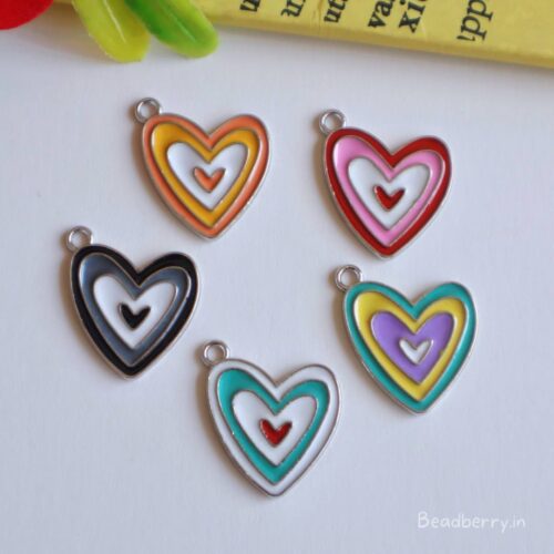 Heart In Heart Charms-Silver Plated