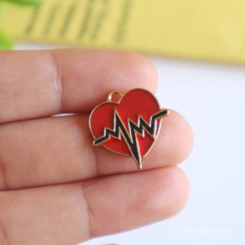 Heart with Engraved Heartbeat Charm