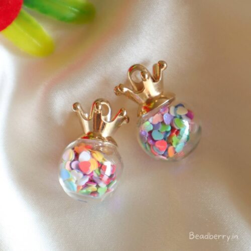 Transparent colorful Glass Globe Charms/Pendants-Heart