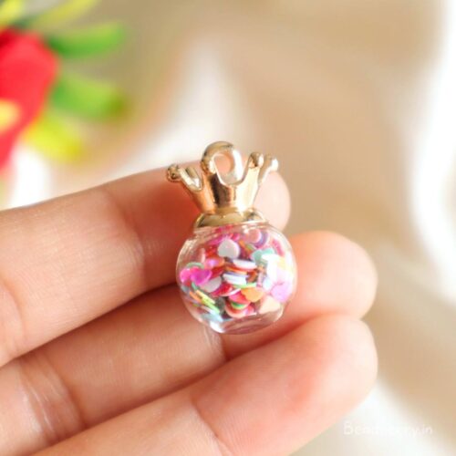 Transparent colorful Glass Globe Charms/Pendants-Heart