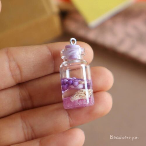 Lavender Transparent Glass Bottle Charms