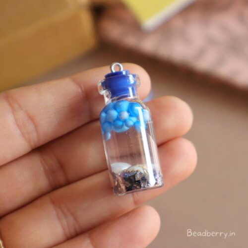 Blue Transparent Glass Bottle Charms