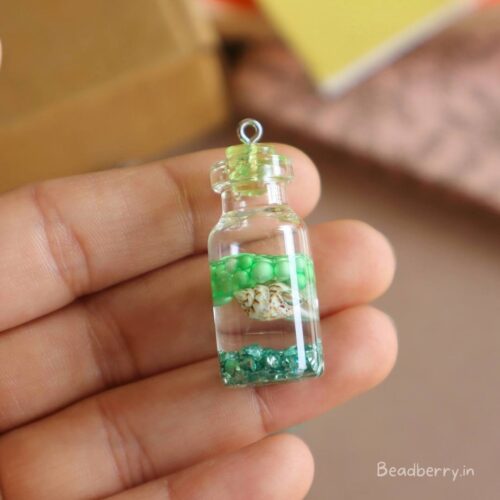 Green Transparent Glass Bottle Charms