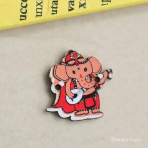 Ganesha With Guitar Wooden Charm Connector