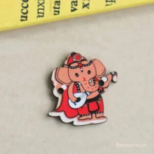 Ganesha With Guitar Wooden Charm Connector