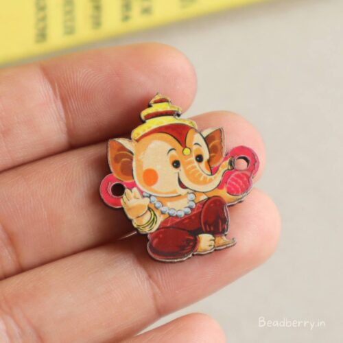 Cute Ganesha Wooden Charm Connector-5 Pcs