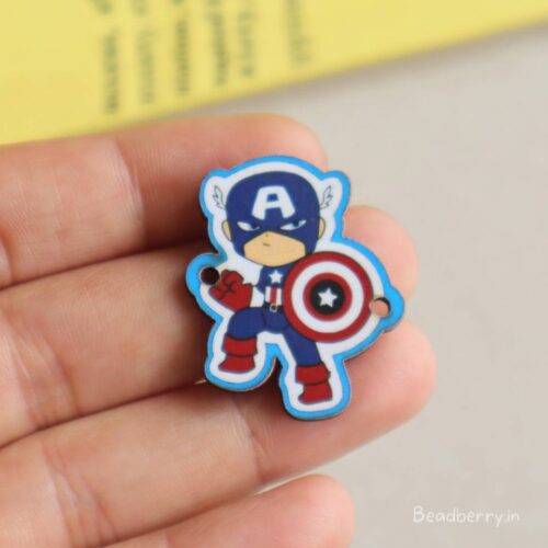 Captain America Wooden Charm Connector-5 Pcs