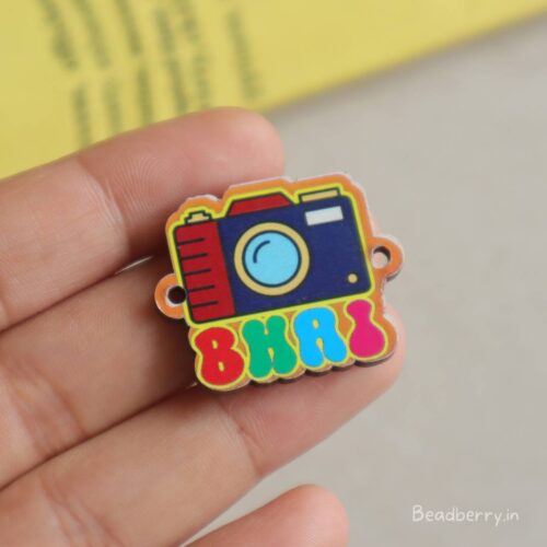 Bhai Camera Wooden Charm Connector-5 Pcs