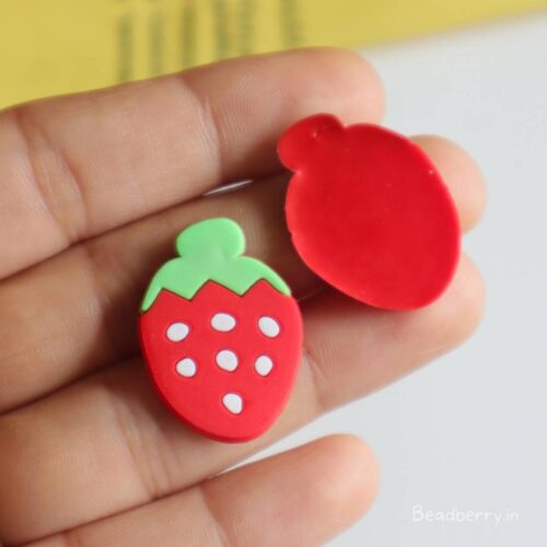 Silicone/Rubber Strawberry Fruit Slice Patches-4 Pcs