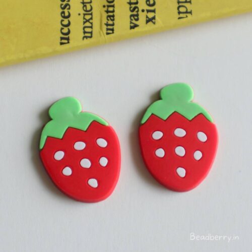 Silicone/Rubber Strawberry Fruit Slice Patches-4 Pcs