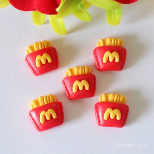 French Fries Beads-Miniature | No Hole | 5 Pcs