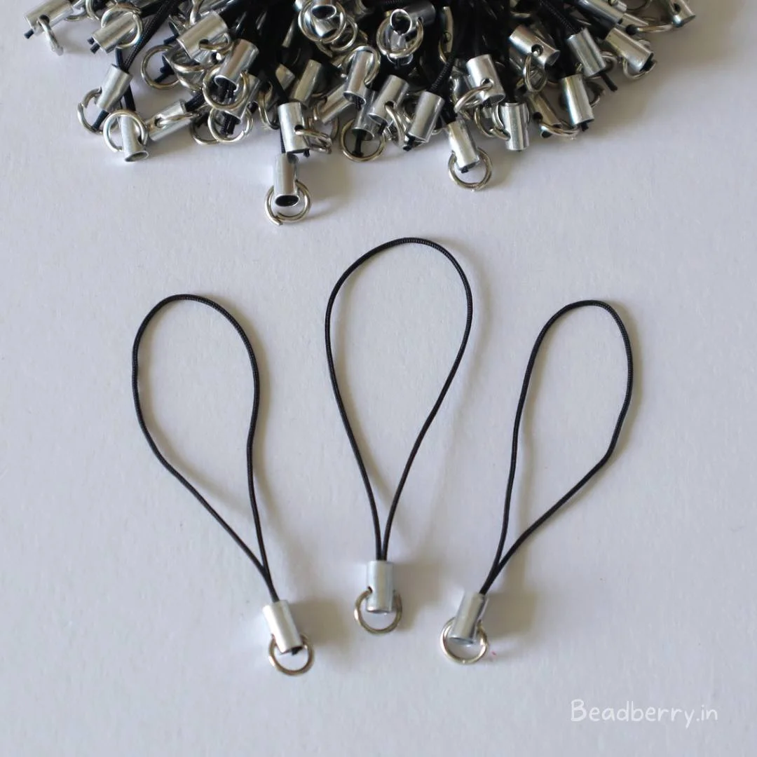 Black Cell Phone Strap Cords With Jump Ring | 10 Pcs