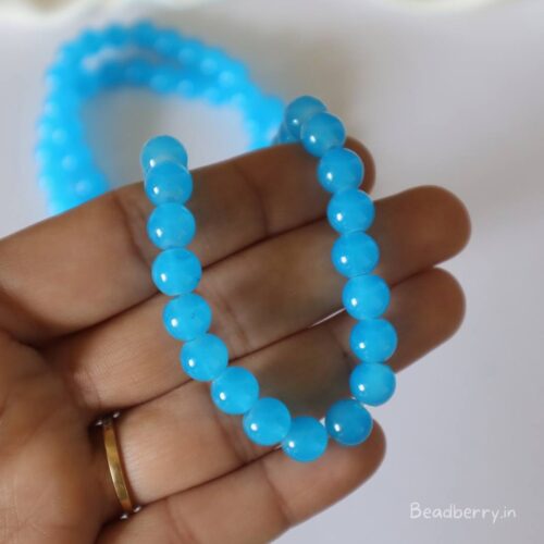 Blue Glass Beads | 1 String | Size: 8mm