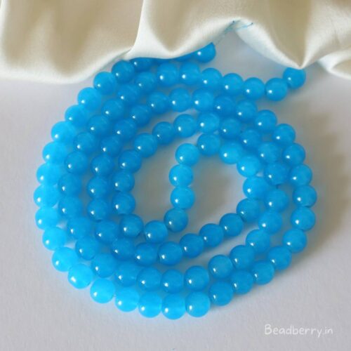 Blue Glass Beads | 1 String | Size: 8mm