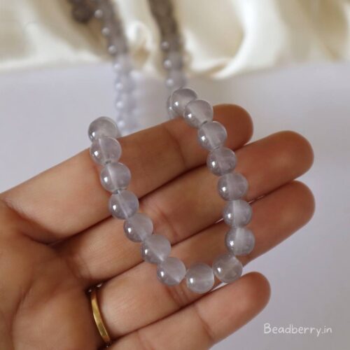 Grey Glass Beads | 1 String | Size: 8mm