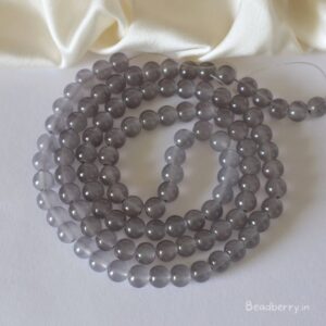 Grey Glass Beads | 1 String | Size: 8mm