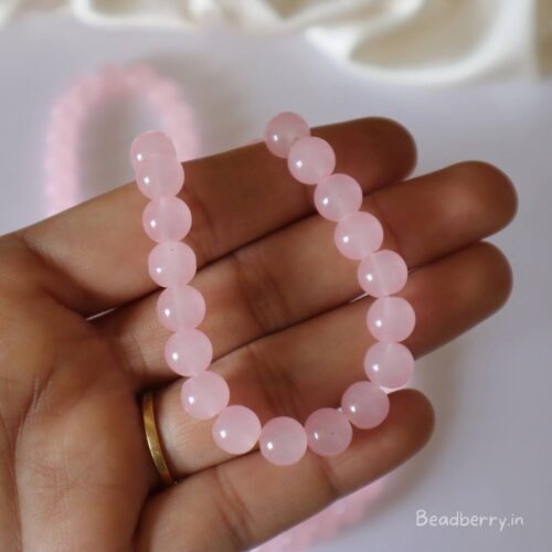 Light Pink Glass Beads | 1 String | Size: 8mm