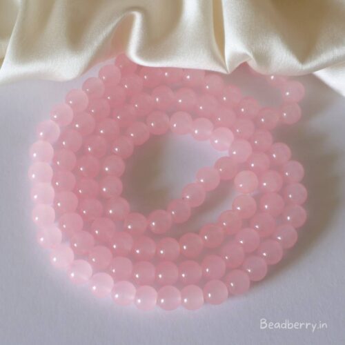 Light Pink Glass Beads | 1 String | Size: 8mm