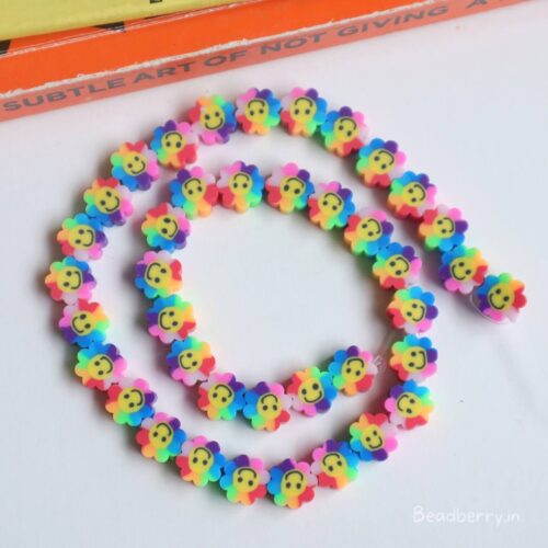 Rainbow Flower Smiley Fimo Polymer Beads