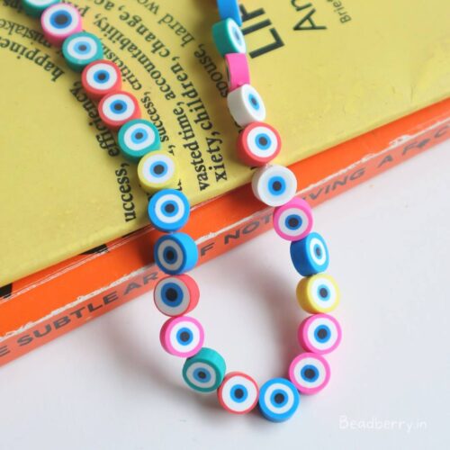 Evil Eye Round Polymer Fimo Beads | 1 String