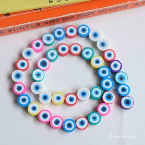 Evil Eye Round Polymer Fimo Beads | 1 String