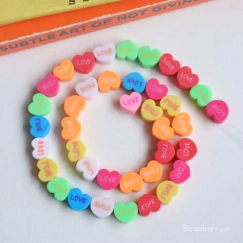 Love Heart Polymer Fimo Beads | 1 String