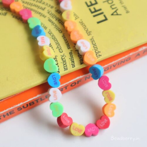 Love Heart Polymer Fimo Beads | 1 String