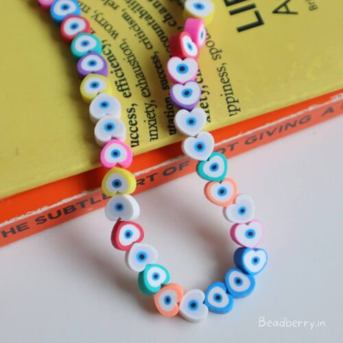 Evil Eye Heart Polymer Fimo Beads