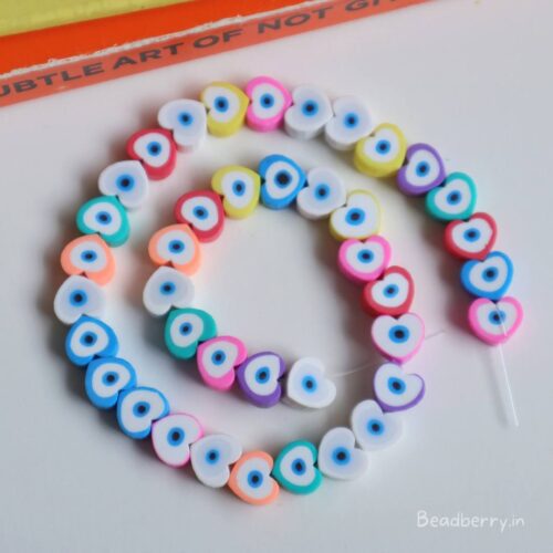 Evil Eye Heart Polymer Fimo Beads