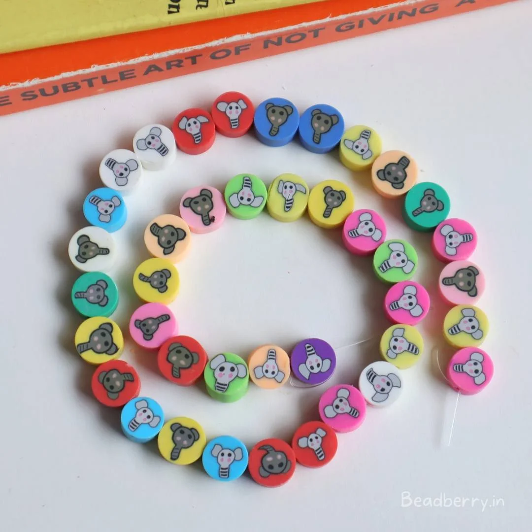 Elephant Face Polymer Fimo Beads | 1 String - Image 2