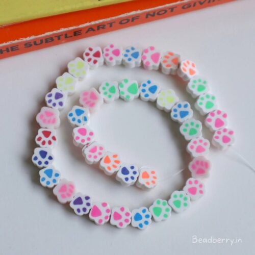 Paw Print Polymer Fimo Beads | 1 String