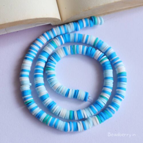 Mixed Blue Polymer Clay Fimo Beads | 1 String