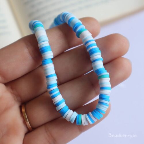 Mixed Blue Polymer Clay Fimo Beads | 1 String