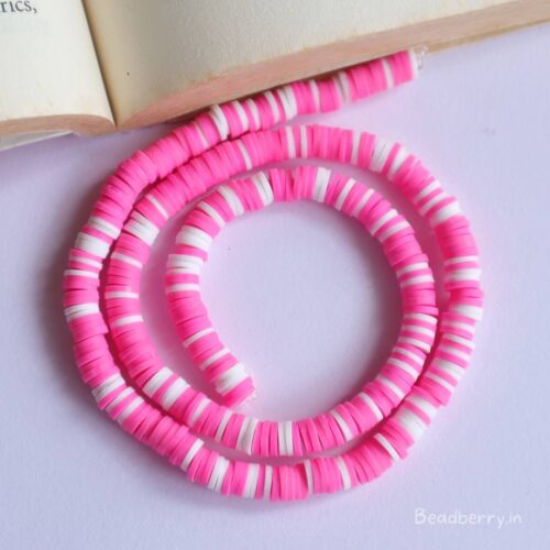 Pink-White Mix Polymer Clay Fimo Beads