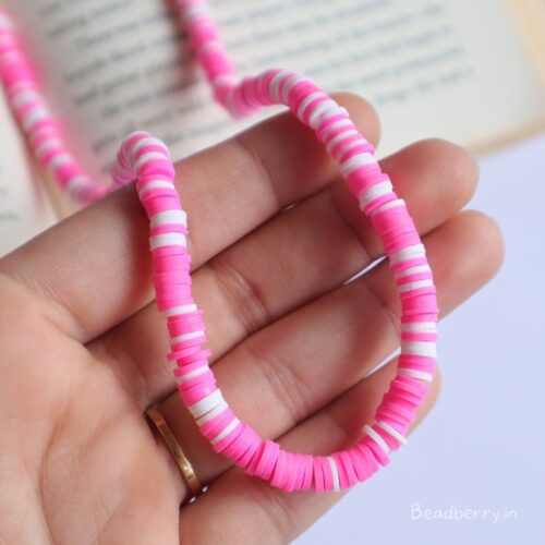 Pink-White Mix Polymer Clay Fimo Beads