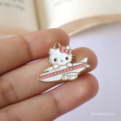 Kitty With Aeroplane Charm/Pendant