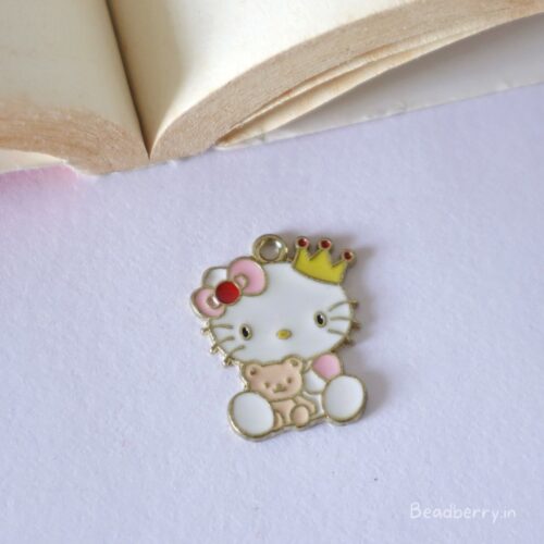 Kitty With Little Teddy Charm/Pendant