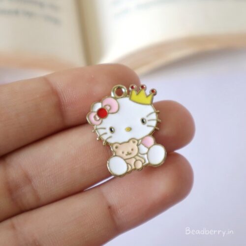 Kitty With Little Teddy Charm/Pendant