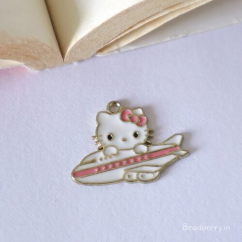 Kitty With Aeroplane Charm/Pendant