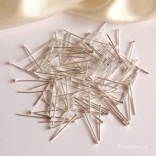 Silver-Plated Head Pins For Jewelry Making | 24mm |100Pcs