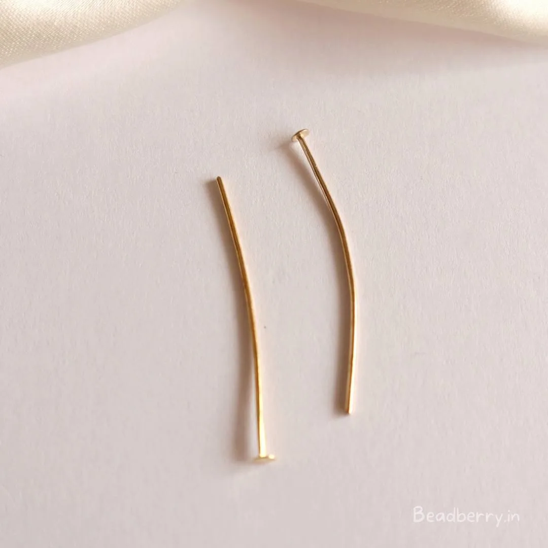 Gold-Plated Head Pins For Jewelry Making | 24mm |100Pcs