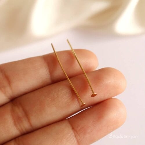 Gold-Plated Head Pins For Jewelry Making | 24mm |100Pcs