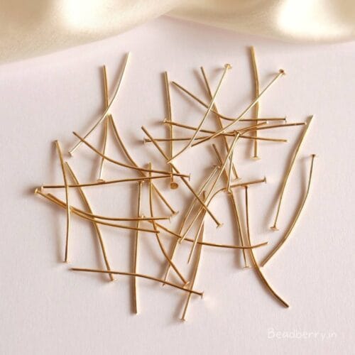 Gold-Plated Head Pins For Jewelry Making | 24mm |100Pcs