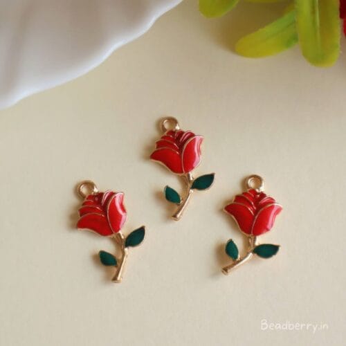 Enamel Red Rose Charm/Pendant