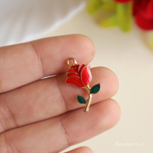 Enamel Red Rose Charm/Pendant